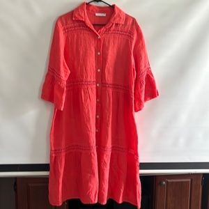 NEW. Made in Italy 100% linen midi dress